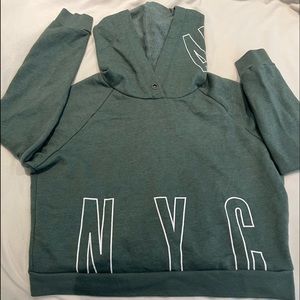 Aeropostale Cropped Olive NYC Hoodie